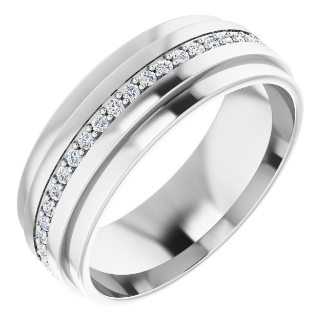 Round Diamond Men's Double Edge Eternity Band-VIRABYANI